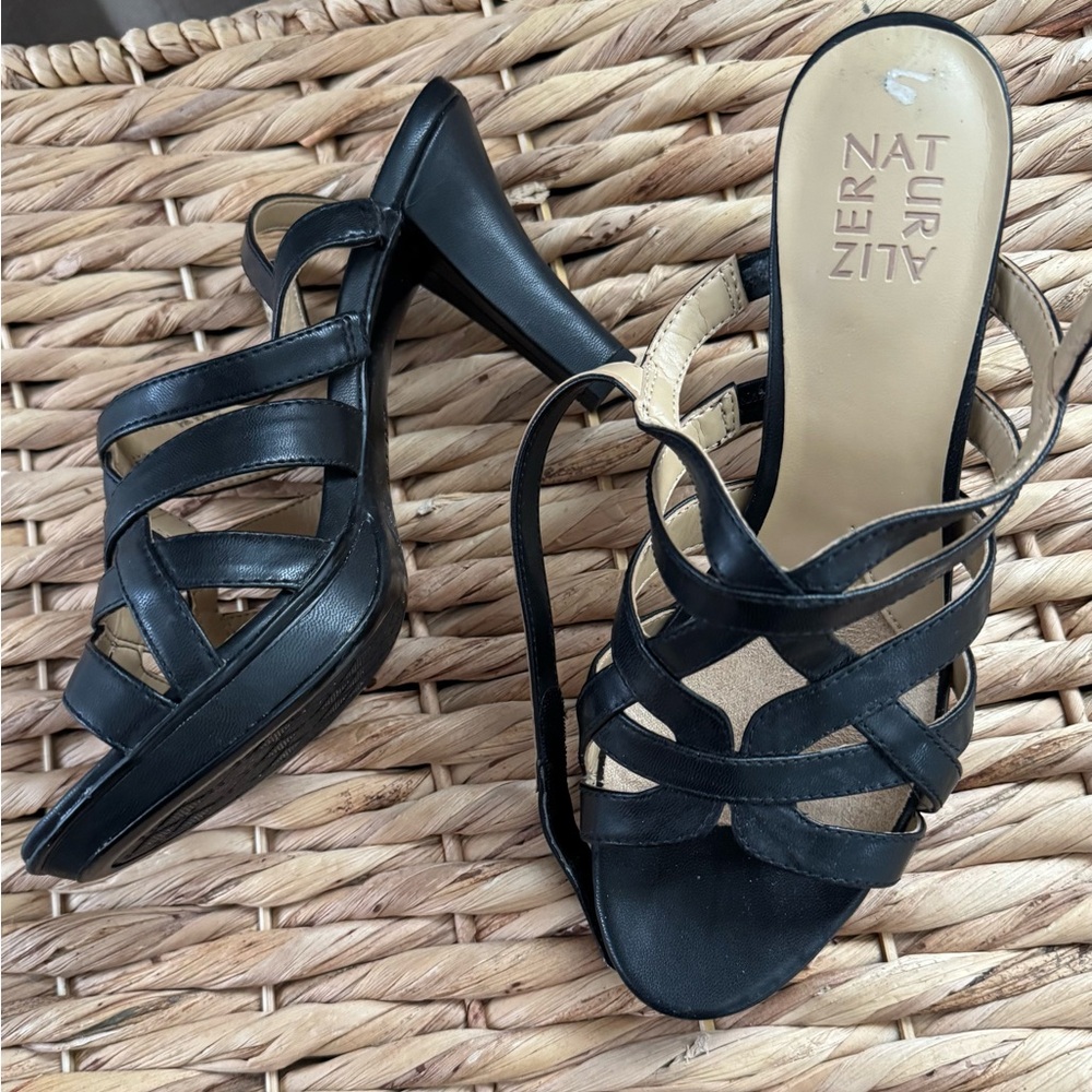 Naturalizer Black Strappy Heels